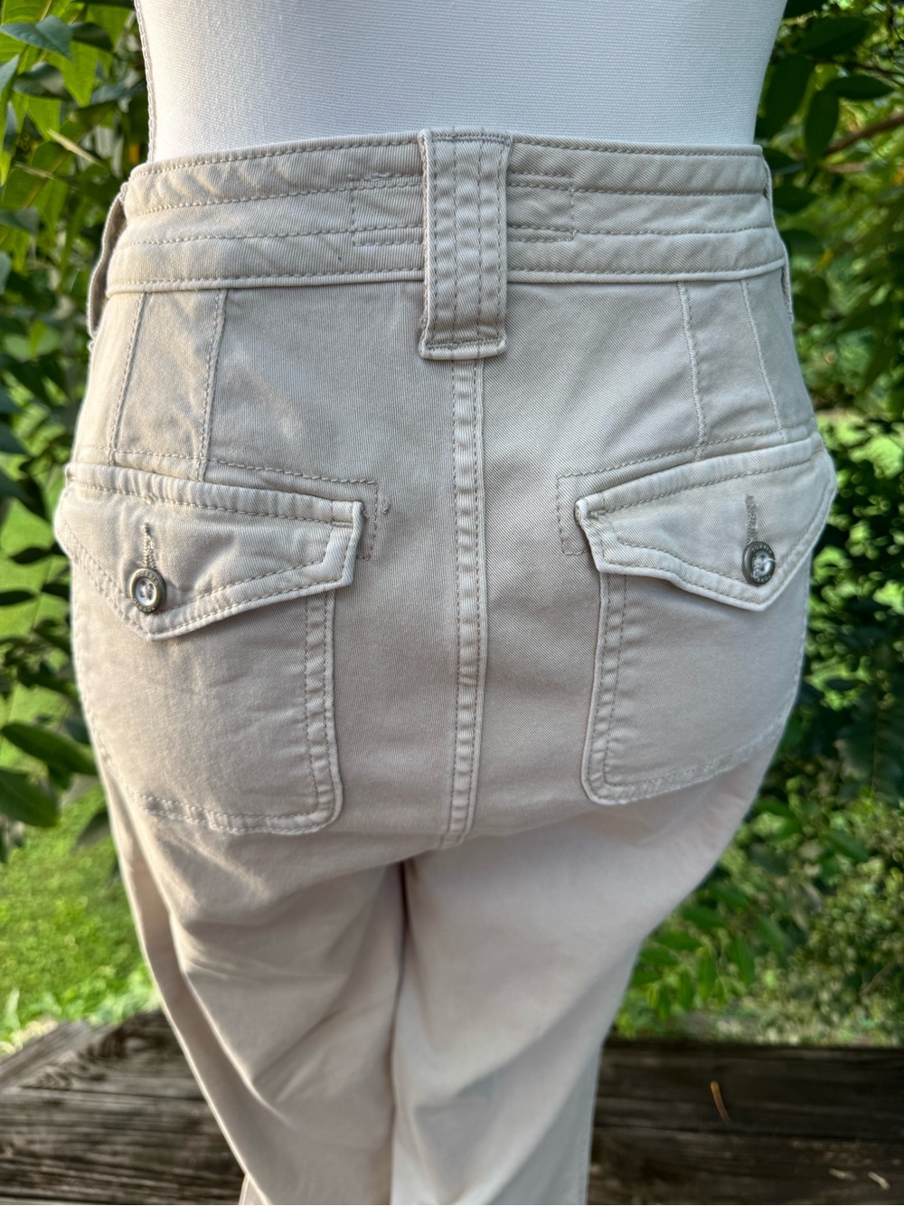 Torrid Size 16 Beige Crop Pants Stretch Cotton Mid Rise Utility Pocket Casual - Picture 8 of 13